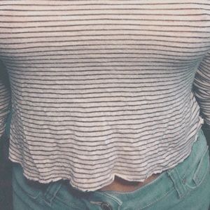 Black and white striped crop top/shirt